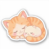 Sticker Cozy Naptime: Sleeping Cat & Hamster (Devant)