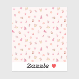 Sticker Cozy Pink Christmas Pattern