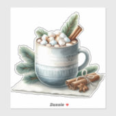 Sticker Cozy Winter Cocoa Marshmallow Mug Scene (Feuille)