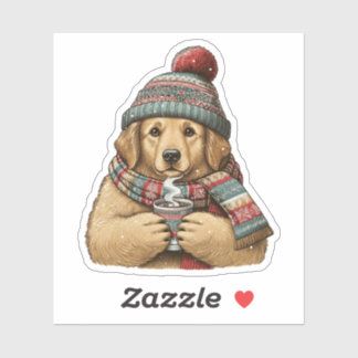 Sticker Cozy Winter Dog Cocoa