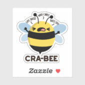 Sticker Cra-bee Funny Crabby Bee Pun (Feuille)