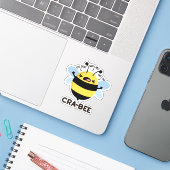 Sticker Cra-bee Funny Crabby Bee Pun (Ordinateur portable avec iPhone)