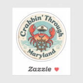 Sticker Crabbin’ Through Maryland_ Œuvres d'art côtières v (Feuille)