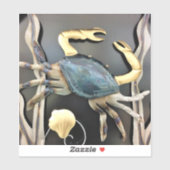 Sticker Crabe Bleu Art Métal (Feuille)