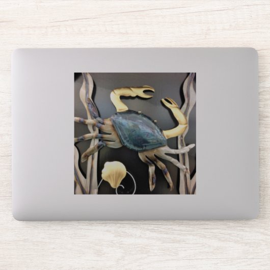 Sticker Crabe Bleu Art Métal (Ordinateur)
