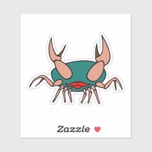 Sticker Crabe bleu-vert avec des lèvres (Feuille)