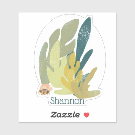Sticker Crabe d'Hermite portant le nom (Feuille)