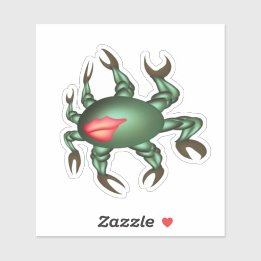 Sticker Crabe vert souriant (Feuille)