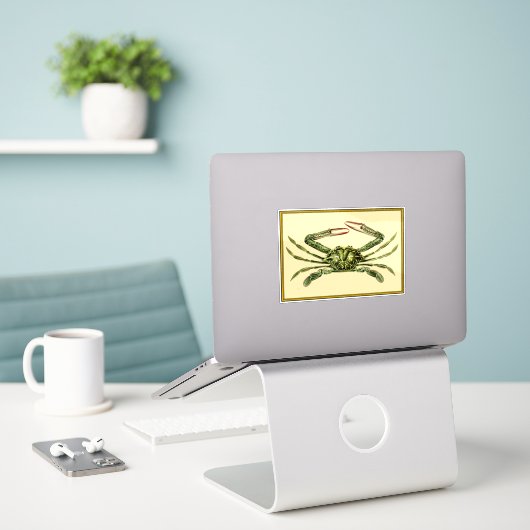 Sticker Crabe vintage (Ordinateur portable sur le bureau)