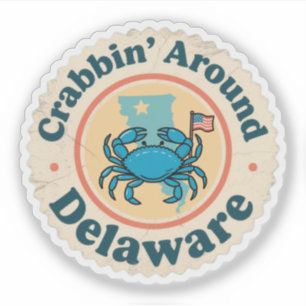 Sticker Crabe vintage autour du crabe du Delaware