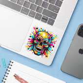 Sticker Crâne (Ordinateur portable avec iPhone)