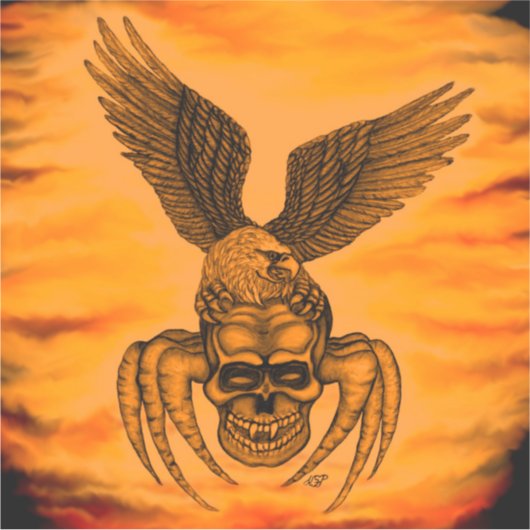 Sticker Crâne à aigle en tatouage (Devant)