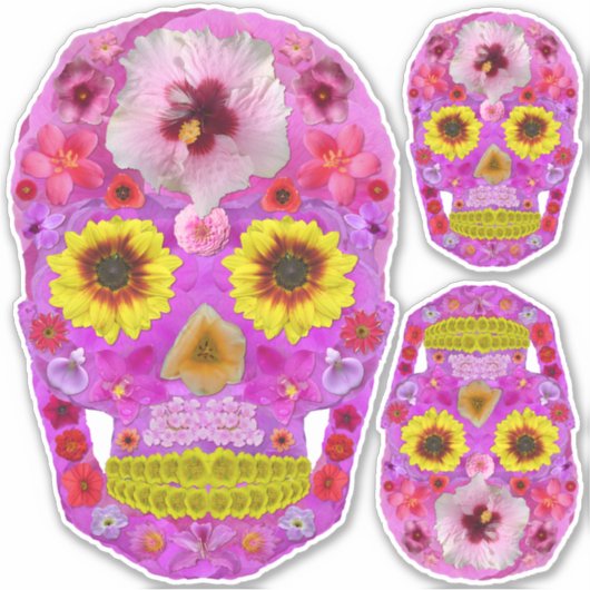 Sticker Crâne à fleurs 7 (Devant)