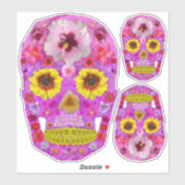 Sticker Crâne à fleurs 7 (Feuille)