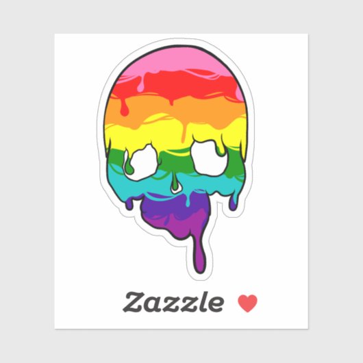 Sticker Crâne à goutte arc-en-ciel (Feuille)