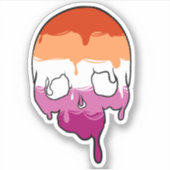 Sticker Crâne à goutte de fierté lesbienne (Devant)