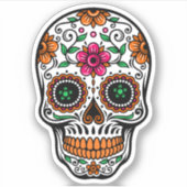 Sticker Crâne à sucre fleuri coloré no.1 (Devant)