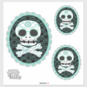 Sticker Crâne à sucre n Crossbones Cameo Tattoo Couper (Feuille)