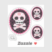 Sticker Crâne à sucre n Crossbones Cameo Tattoo Couper (Feuille)