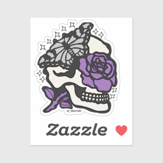 Sticker Crâne Abstrait (Feuille)