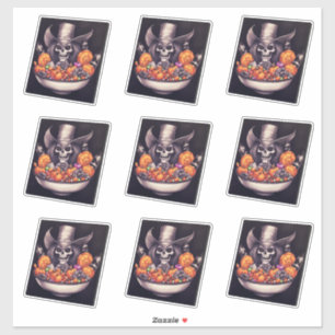 Sticker Crâne avec l'ha de cowboy et grand bol de graisse 