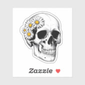 Sticker Crâne avec marguerites (Feuille)