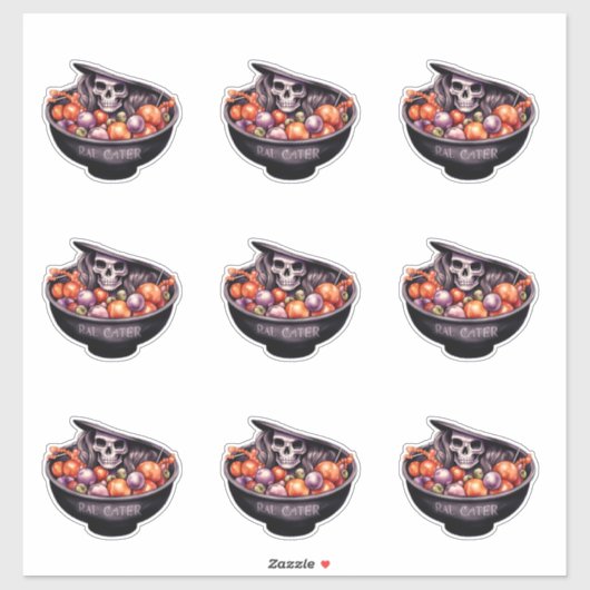 Sticker Crâne caché dans un bol de bonbons (Feuille)