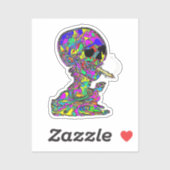Sticker Crâne Calavera fumant une cigarette (Feuille)