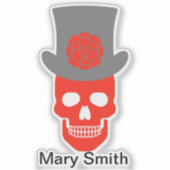 Sticker Crâne, Casquette et fleurs (Devant)