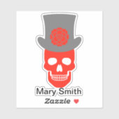 Sticker Crâne, Casquette et fleurs (Feuille)