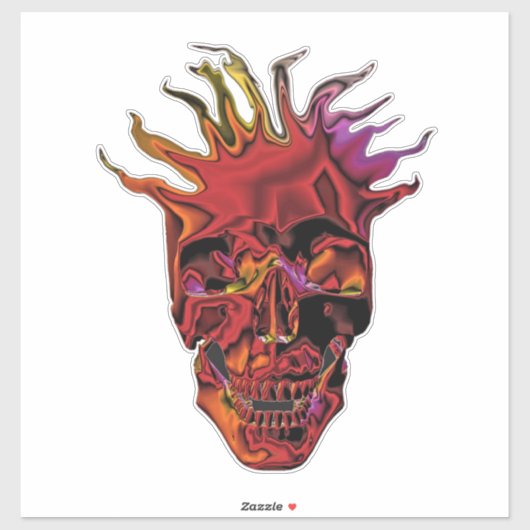 Sticker Crâne Chrome flamboyant (Feuille)