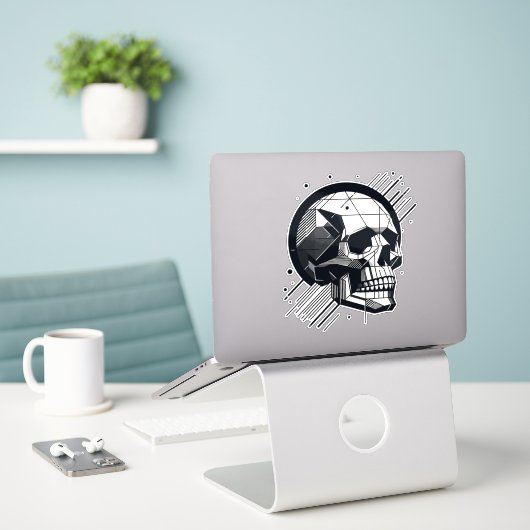 Sticker Crâne dans différents styles 34 (Ordinateur portable sur le bureau)