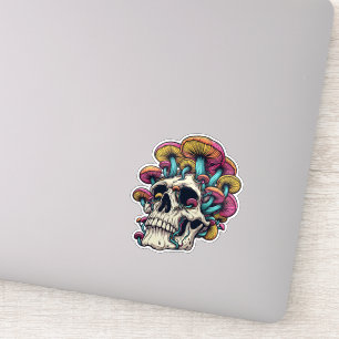 Sticker Crâne de champignon Cottagecore psychédélique Whim