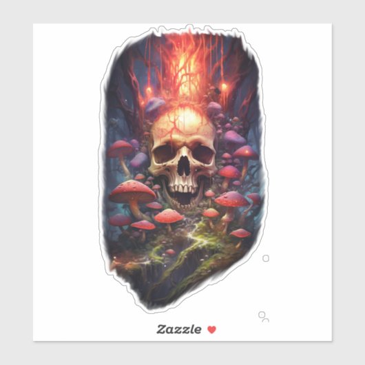 Sticker Crâne de champignon d'Ether rouge (Feuille)