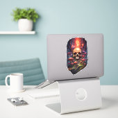 Sticker Crâne de champignon d'Ether rouge (Ordinateur portable sur le bureau)