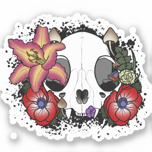 Sticker Crâne de chat Doom et Bloom (Recto)