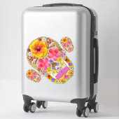 Sticker Crâne de fleurs 4-Tropical (Sur valise)