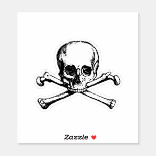 Sticker Crâne de jolly roger et pirate d'os de croix