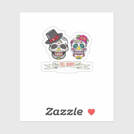 Sticker Crâne de mariage de mariés jusqu'à ce que la mort  (Feuille)