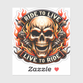 Sticker Crâne de motard Roulez pour vivre, vivez pour roul