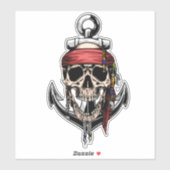 Sticker Crâne de pirate nautique (Feuille)