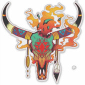 Sticker Crâne de vache coloré (Devant)
