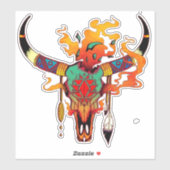 Sticker Crâne de vache coloré (Feuille)