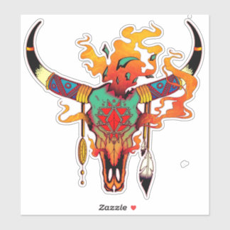 Sticker Crâne de vache coloré