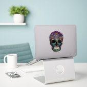 Sticker Crâne décoré (Ordinateur portable sur le bureau)