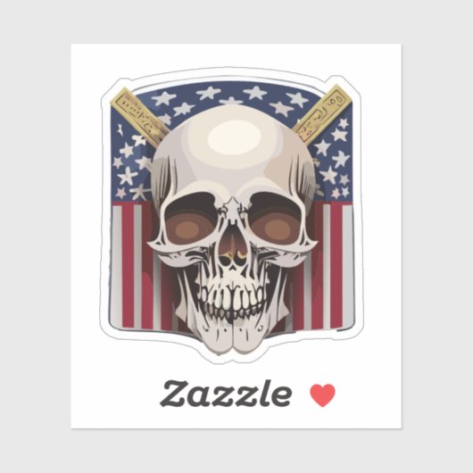 Sticker Crâne décoré avec Drapeau américain (Feuille)