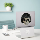 Sticker Crâne du pilote (Ordinateur portable sur le bureau)