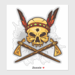 Sticker Crâne d'un guerrier indien