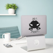 Sticker Crâne et épée à croix noires de pirate HIS (Ordinateur portable sur le bureau)