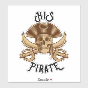 Sticker Crâne et épée de pirate vintage HIS